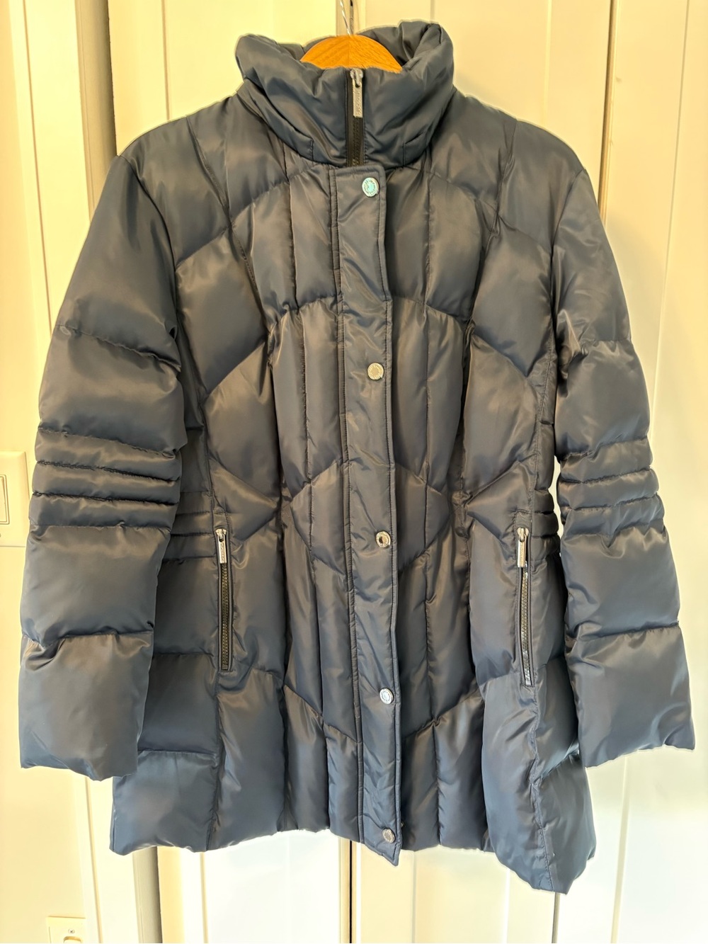 Northside Women's Quilted Long Puffer Coat - Slate Blue